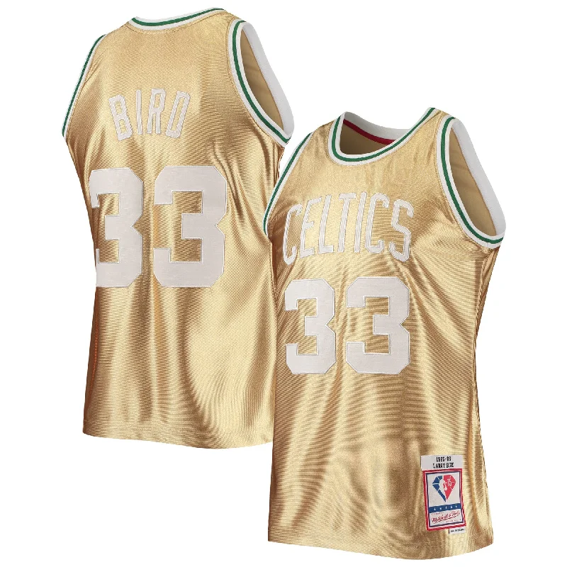 Basketball Jersey For College Fans-Larry Bird Boston Celtics 75th Anniversary 1985/86 Hardwood Classics Swingman Basketball Jersey - Gold