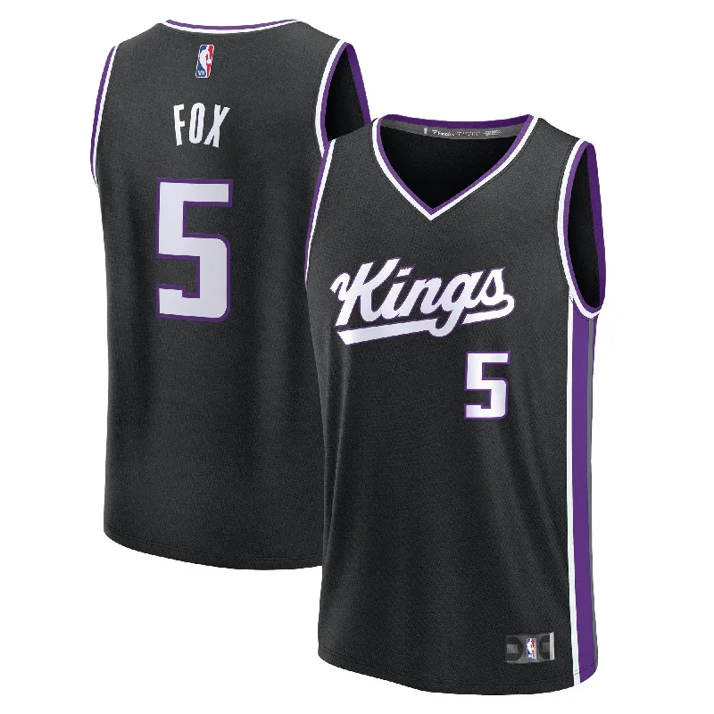 Basketball Jersey For Personalized Team Gear-De'aaron Fox Sacramento Kings Branded Fast Break Player Basketball Jersey - Icon Edition - Black