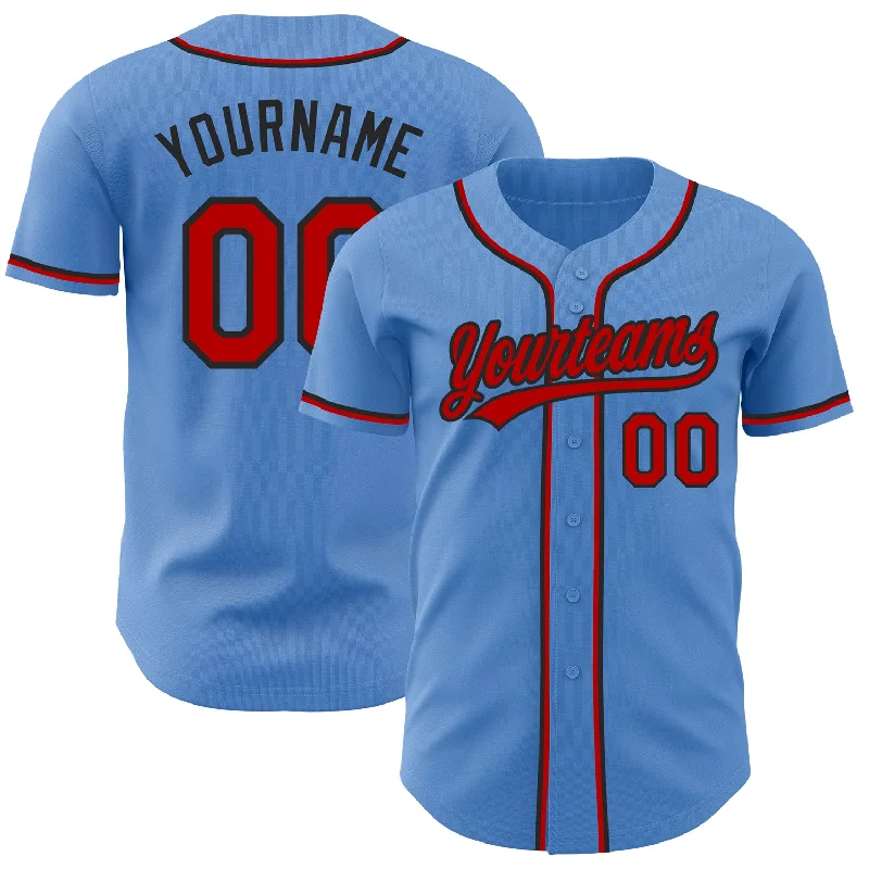 Baseball Jersey For Softball Event Orders-Custom Powder Blue Red-Black Authentic Baseball Jersey