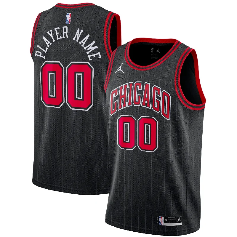 Basketball Jersey For Fast Break Players-Chicago Bulls Jordan Brand Swingman Custom Basketball Jersey - Statement Edition - Black