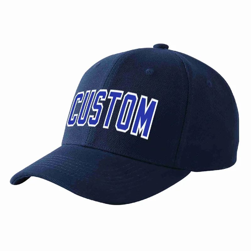 Baseball Cap For Promotional Sales-Custom Navy Royal-White Curved Eaves Sport Baseball Cap Design for Men/Women/Youth