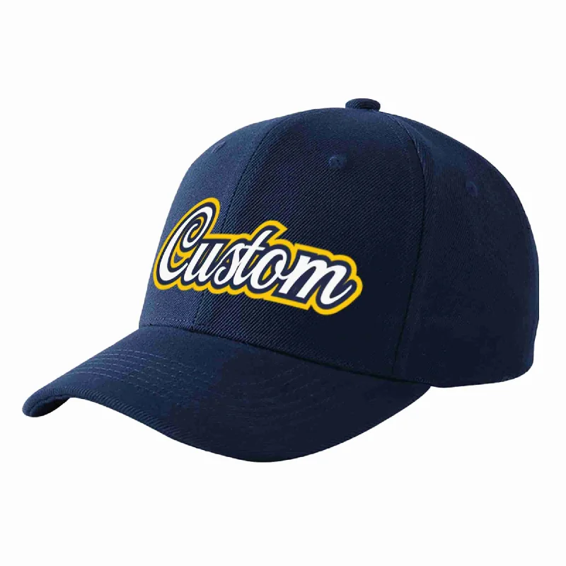 Baseball Cap For Game Day-Custom Navy White-Navy Curved Eaves Sport Baseball Cap Design for Men/Women/Youth