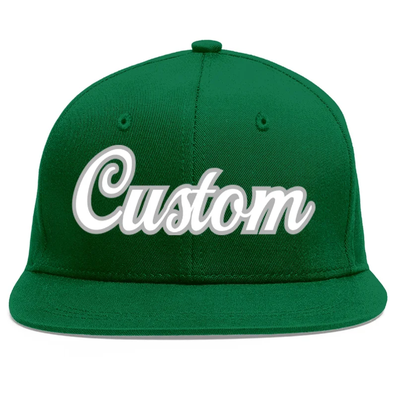 Baseball Cap For Custom Promotional Orders-Custom Green White-Gray Flat Eaves Sport Baseball Cap