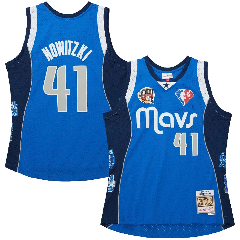 Dirk Nowitzki Dallas Mavericks Unisex Hall Of Fame Class Of 2023 Throwback Swingman Basketball Jersey - Blue