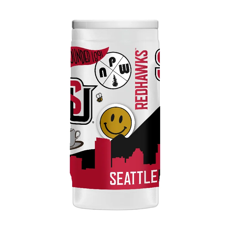 Team Mug For Family Orders-Seattle University 12oz Native Powder Coat Slim Can Coolie