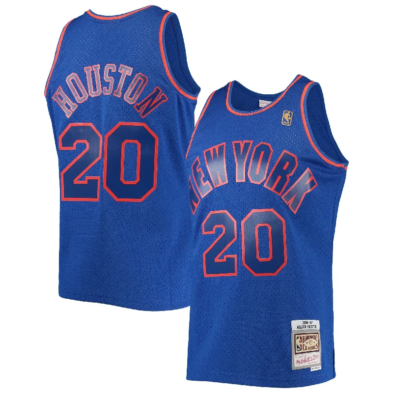 Basketball Jersey For Local Teams-Allan Houston New York Knicks 1996/97 Throwback Dark Swingman Basketball Jersey - Blue