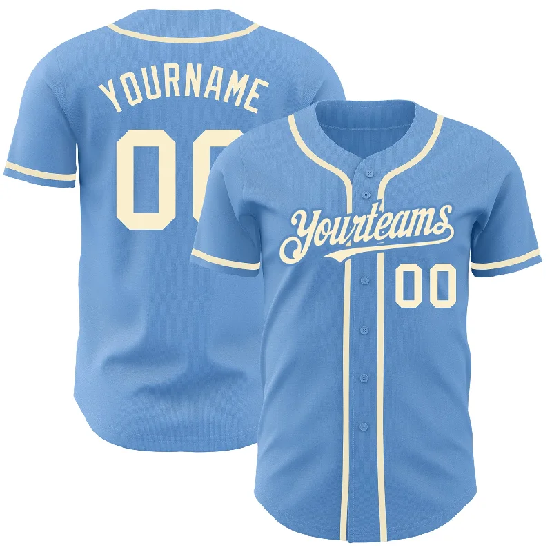 Baseball Jersey For Team Spirit Merchandise-Custom Light Blue Cream Authentic Baseball Jersey