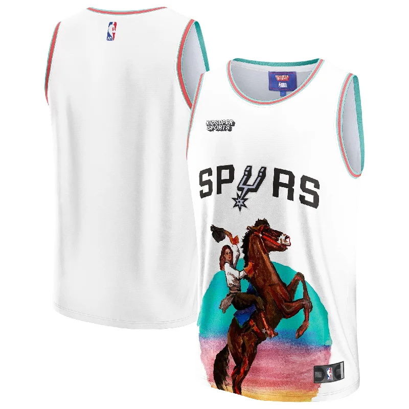 Basketball Jersey For Player-Specific Team Gear-San Antonio Spurs & Youthsuper Studios By Unisex Hometown Basketball Jersey - White