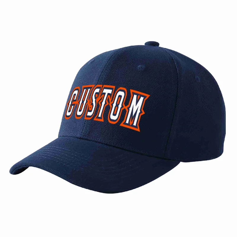 Baseball Cap With Custom Team Names-Custom Navy Gold-Navy Curved Eaves Sport Baseball Cap Design for Men/Women/Youth