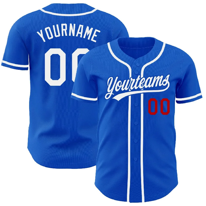 Baseball Jersey For School Fundraisers-Custom Thunder Blue White-Red Authentic Baseball Jersey