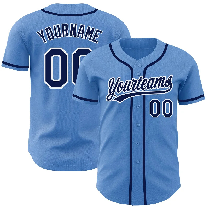 Baseball Jersey For College Fan Orders-Custom Powder Blue Navy-White Authentic Baseball Jersey