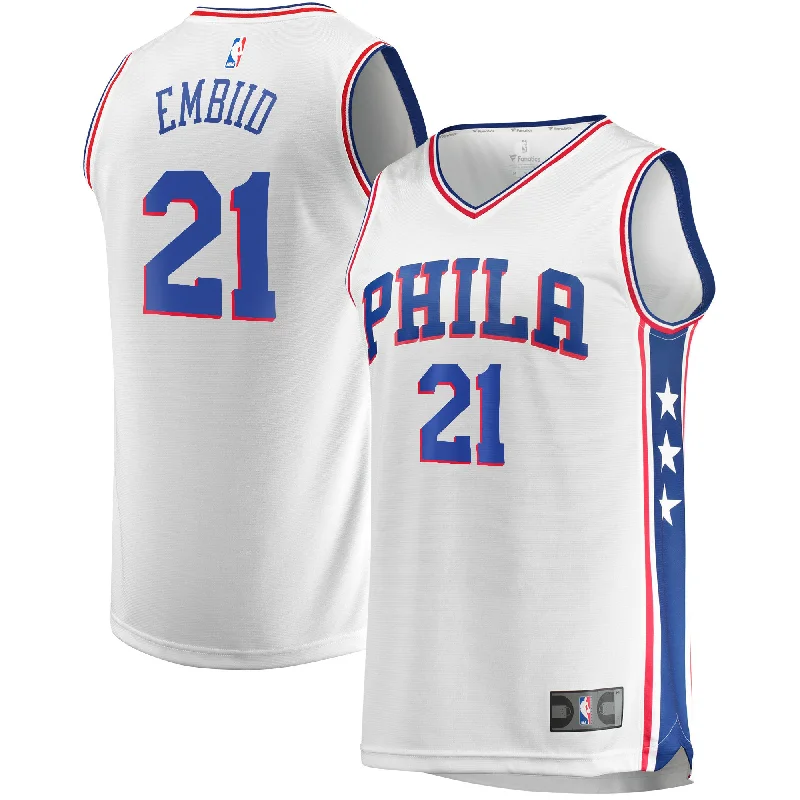 Basketball Jersey For Charity Events-Joel Embiid Philadelphia 76ers Branded Basketball Jersey - Association Edition - White