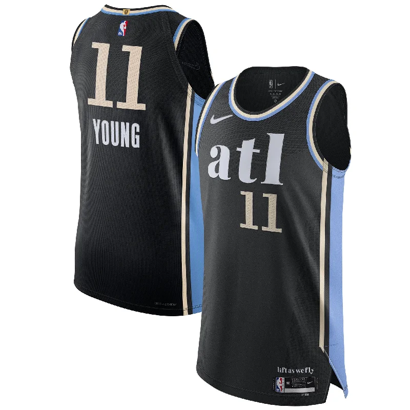 Basketball Jersey With Personalized Lining-Trae Young Atlanta Hawks Basketball Jersey - City Edition - Black