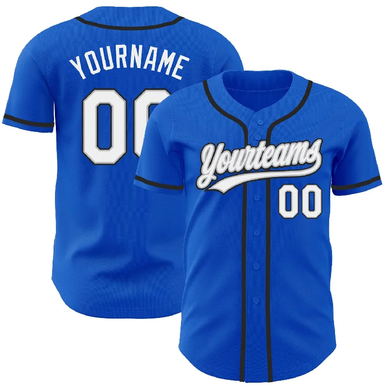 Baseball Jersey For Limited Edition Orders-Custom Thunder Blue White Gray-Black Authentic Baseball Jersey