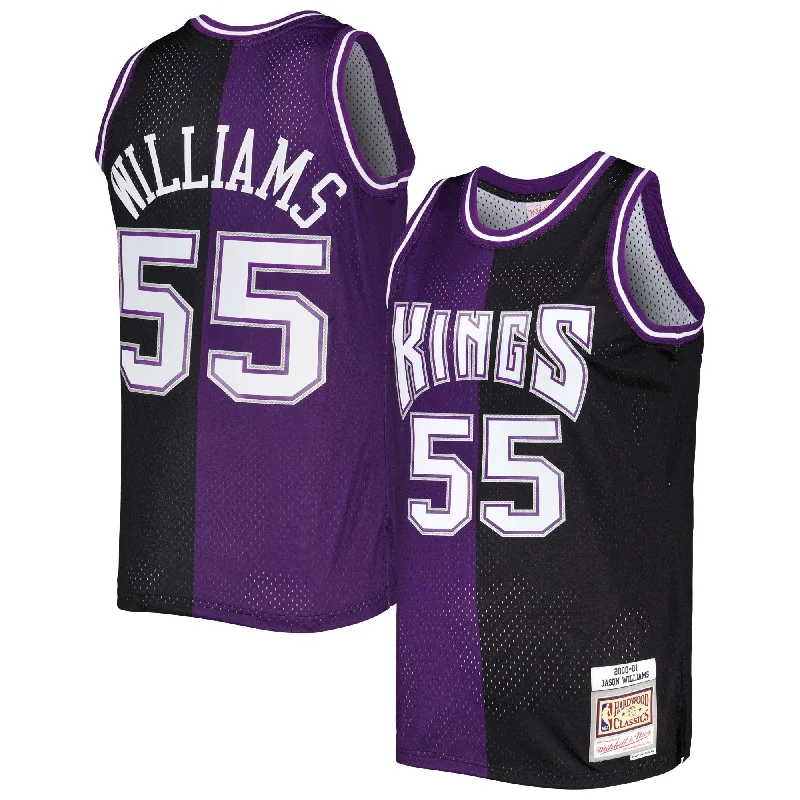 Basketball Jersey For Signature Fan Gear-Jason Williams Sacramento Kings Hardwood Classics 2000/01 Split Swingman Basketball Jersey - Purple/black