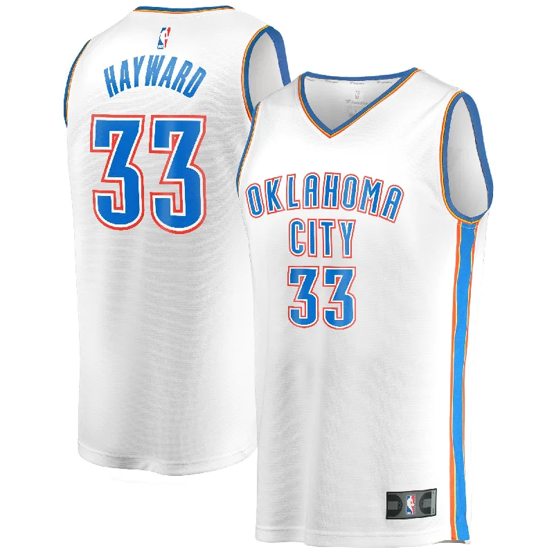 Basketball Jersey For School Fan Gear Customization-Gordon Hayward Oklahoma City Thunder Branded Fast Break Player Basketball Jersey - Association Edition - White