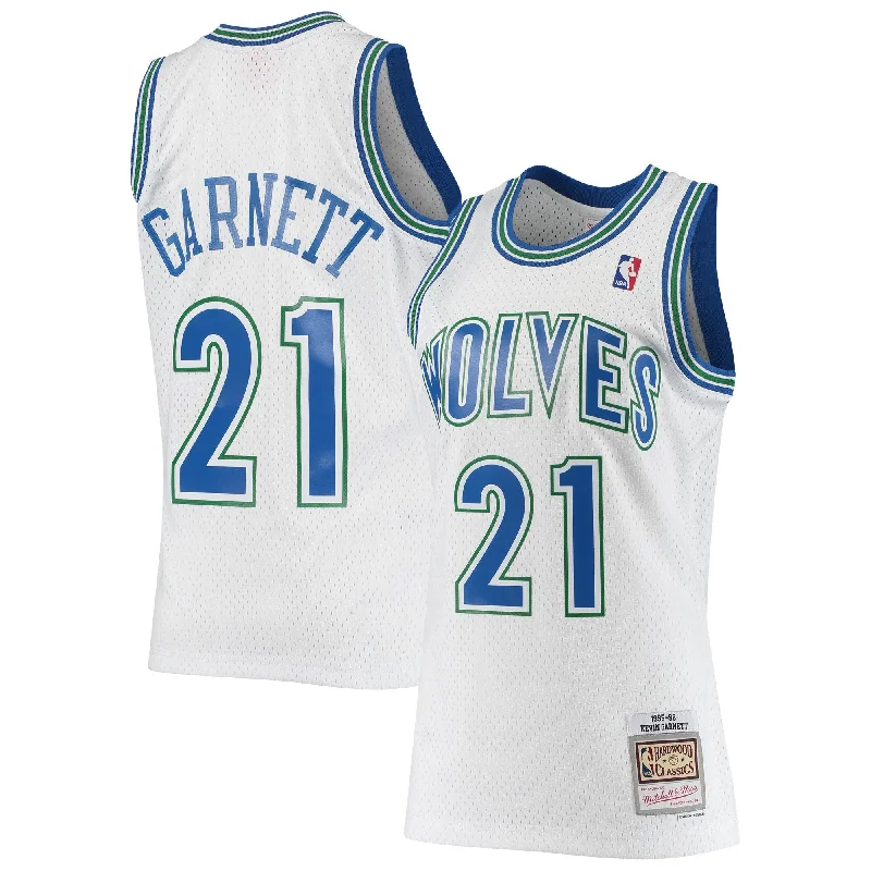 Basketball Jersey For School Fundraisers-Kevin Garnett Minnesota Timberwolves 1995/96 Hardwood Classics Swingman Basketball Jersey - White