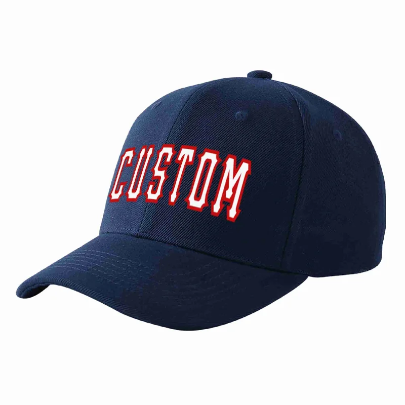 Baseball Cap For Limited Edition Merchandise-Custom Navy White-Red Curved Eaves Sport Baseball Cap Design for Men/Women/Youth