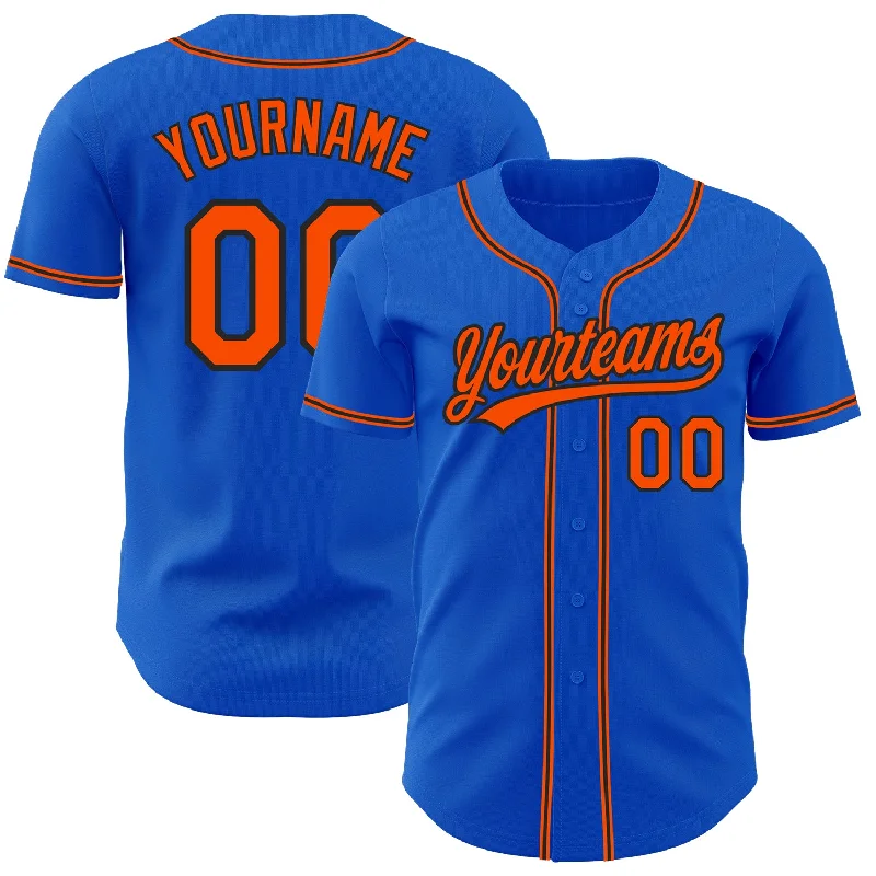 Baseball Jersey With Numbering-Custom Thunder Blue Orange-Black Authentic Baseball Jersey