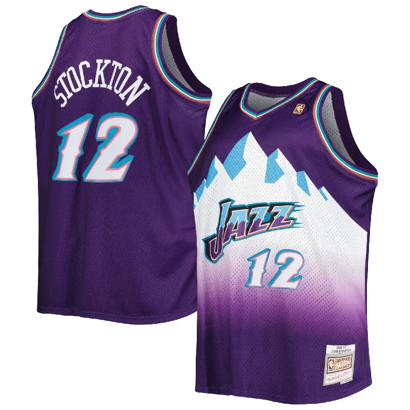 Basketball Jersey For Tournament Merchandise-John Stockton Utah Jazz Big & Tall Hardwood Classics 1996/97 Swingman Basketball Jersey - Purple