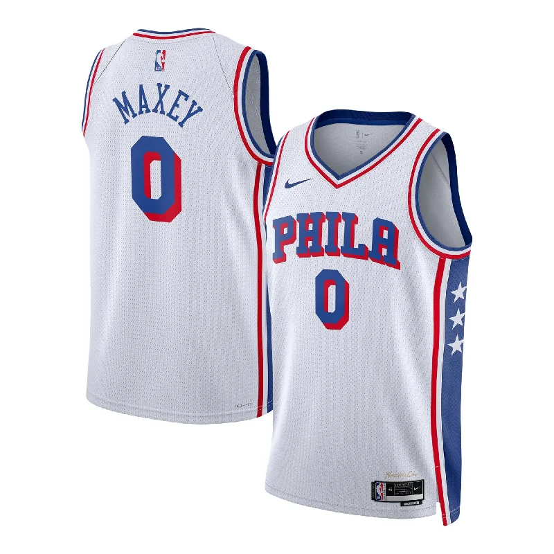 Basketball Jersey For Court Performance-Tyrese Maxey Philadelphia 76ers Unisex Swingman Basketball Jersey - Association Edition - White