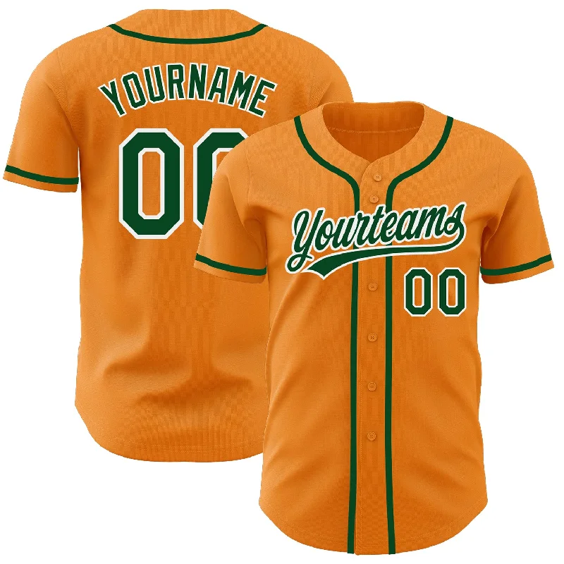 Custom Baseball Jersey-Custom Bay Orange Green-White Authentic Baseball Jersey