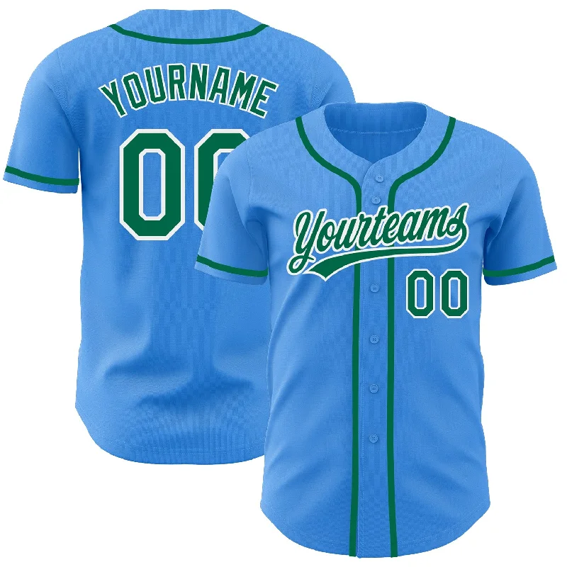 Baseball Jersey For Custom Fundraising Gear-Custom Electric Blue Kelly Green-White Authentic Baseball Jersey