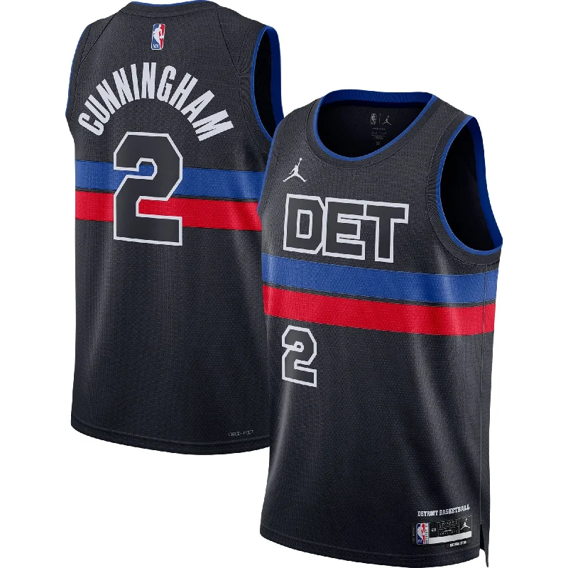 Basketball Jersey With Moisture-Wicking Fabric-Cade Cunningham Detroit Pistons Jordan Brand Unisex Swingman Basketball Jersey - Statement Edition - Black