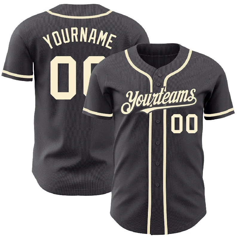 Baseball Jersey For Softball Teams-Custom Steel Gray Cream Authentic Baseball Jersey