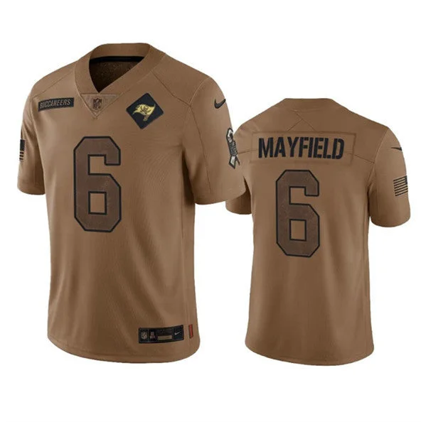 Football Jersey For Signature Custom Orders-Men's Tampa Bay Buccaneers #6 Baker Mayfield 2023 Brown Salute To Service Limited Football Stitched Jersey