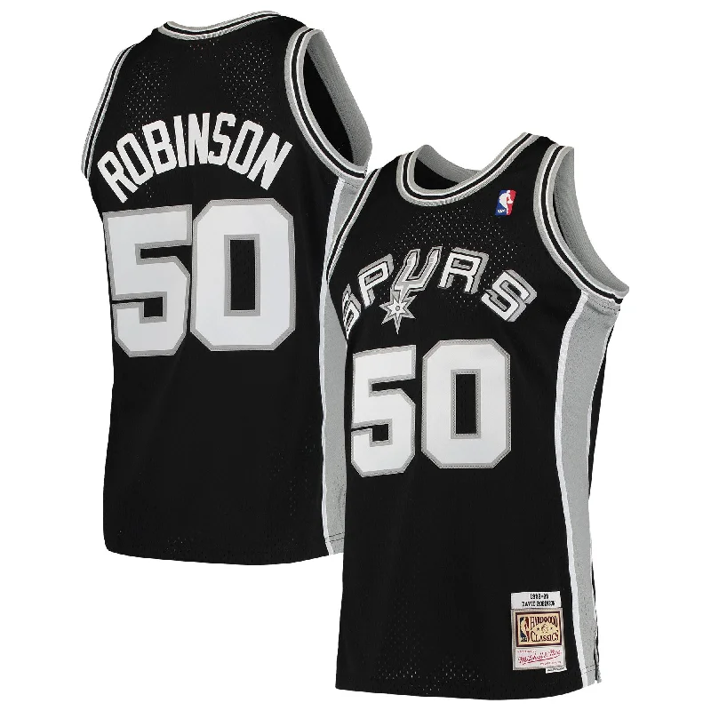 Basketball Jersey For Youth Teams-David Robinson San Antonio Spurs 1991/92 Hardwood Classics Swingman Basketball Jersey - Black