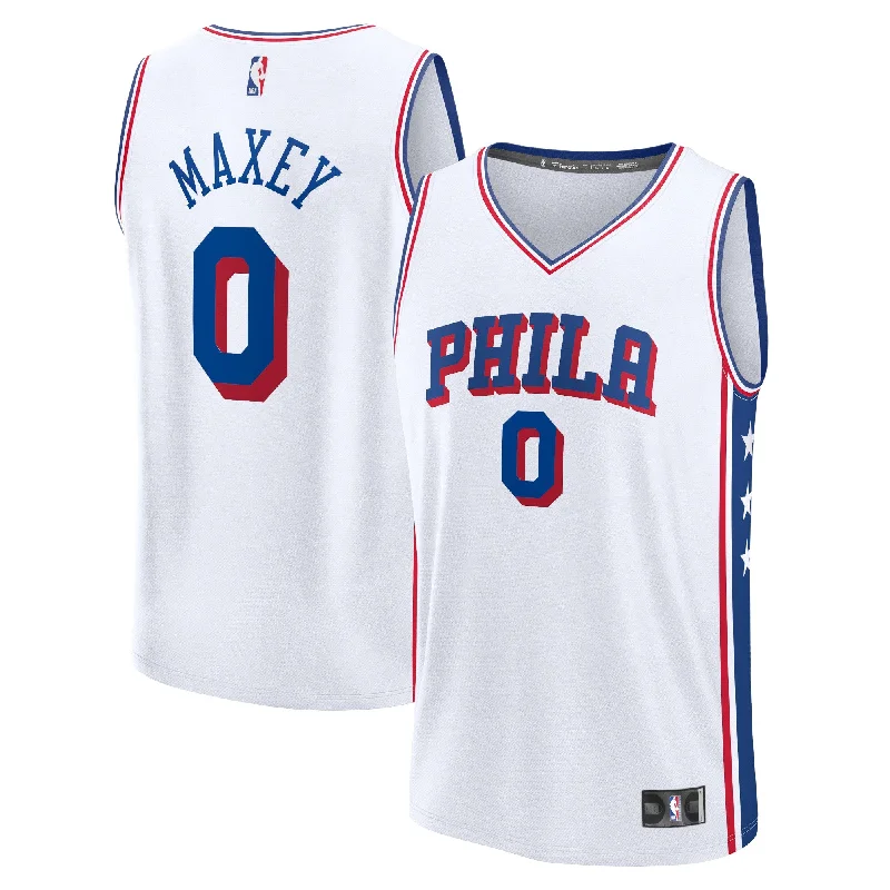 Basketball Jersey For Personalized Event Apparel-Tyrese Maxey Philadelphia 76ers Branded Fast Break Player Basketball Jersey - Association Edition - White