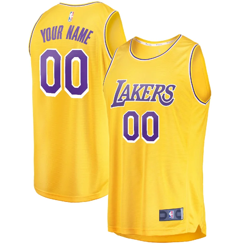 Basketball Jersey For Lightweight Design-Los Angeles Lakers Branded Fast Break Custom Basketball Jersey Gold - Icon Edition