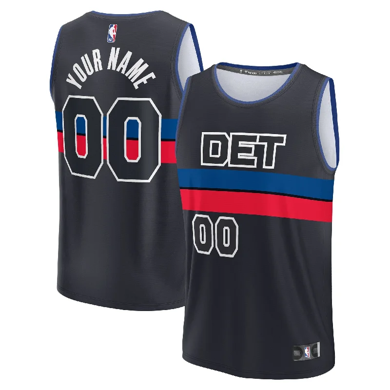 Basketball Jersey For Fan Apparel Custom Orders-Detroit Pistons Branded Fast Break Custom Basketball Jersey - Charcoal - Statement Edition