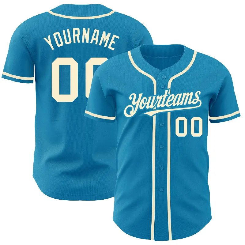 Baseball Jersey For Fan Custom Recognition-Custom Panther Blue Cream Authentic Baseball Jersey