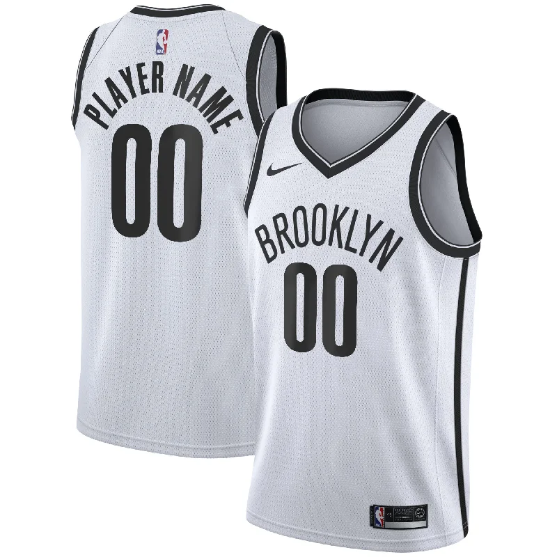 Basketball Jersey With Custom Sleeves-Brooklyn Nets 2020/21 Swingman Custom Basketball Jersey - Association Edition - White