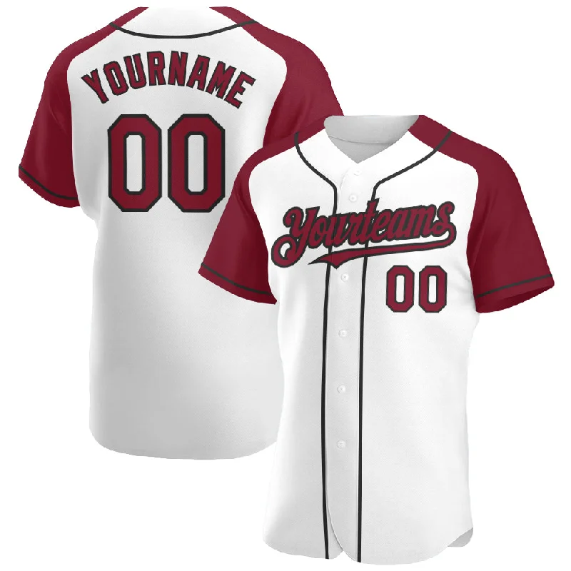 Baseball Jersey For Family Event Merchandise-Custom White Crimson-Black Authentic Raglan Sleeves Baseball Jersey