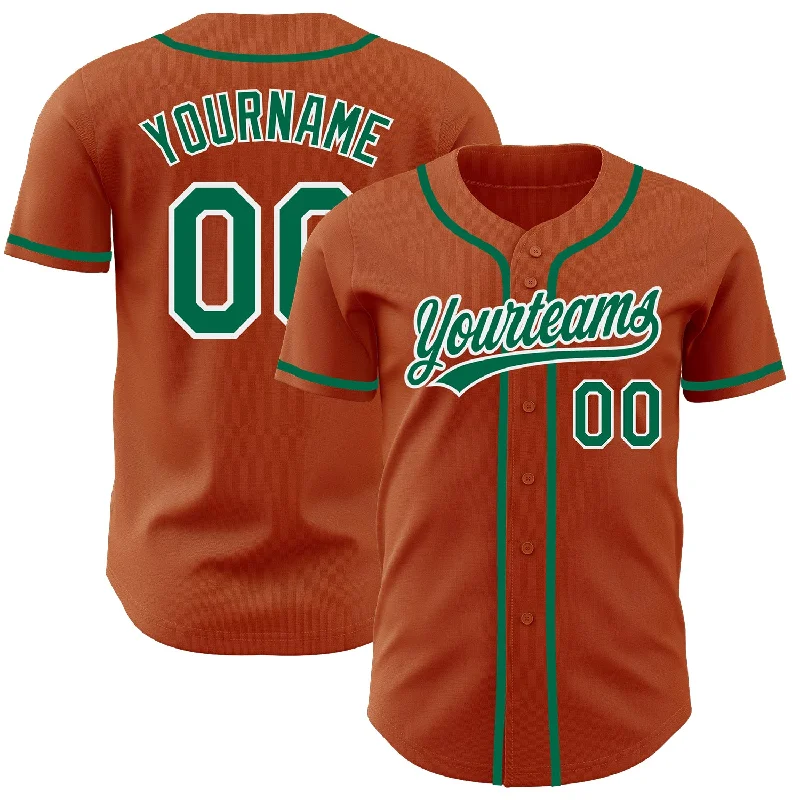 Baseball Jersey For High School Customization-Custom Texas Orange Kelly Green-White Authentic Baseball Jersey