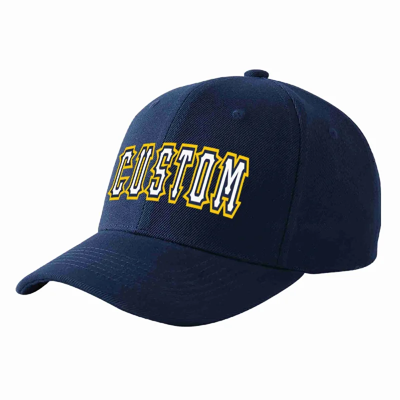 Baseball Cap For Softball Custom Merchandise-Custom Navy White-Navy Curved Eaves Sport Baseball Cap Design for Men/Women/Youth