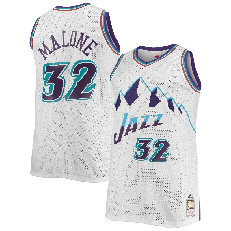 Basketball Jersey With Custom Name-Karl Malone Utah Jazz 1996/97 Big & Tall Hardwood Classics Swingman Basketball Jersey - White