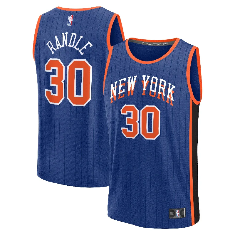 Basketball Jersey With Performance Lining-Julius Randle New York Knicks Branded Fast Break Basketball Jersey - Blue - City Edition