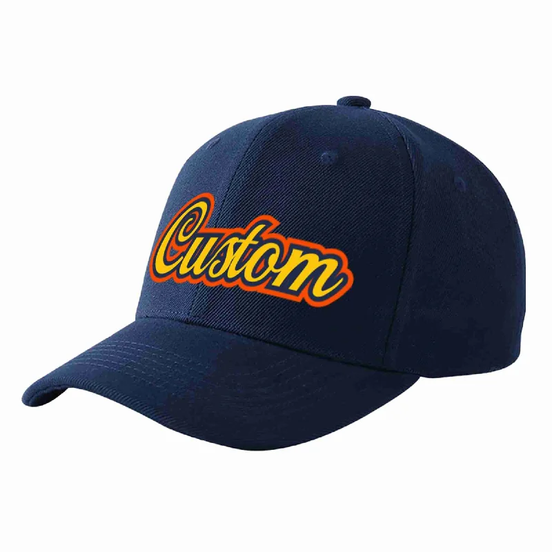 Baseball Cap With Custom Logo-Custom Navy Gold-Navy Curved Eaves Sport Baseball Cap Design for Men/Women/Youth