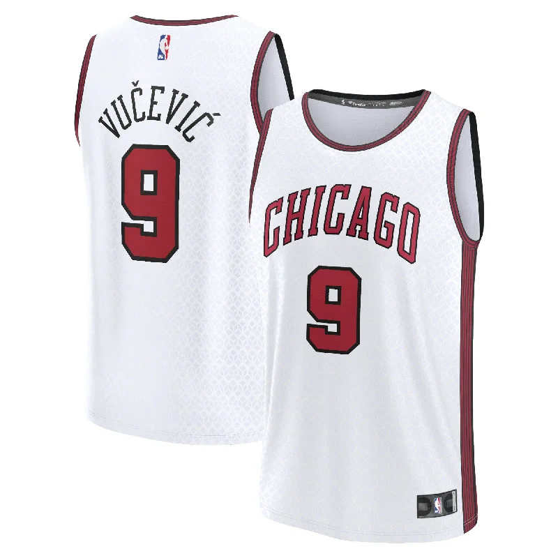 Basketball Jersey For Custom Fan Orders-Nikola Vucevic Chicago Bulls Branded Fastbreak Basketball Jersey - City Edition - White