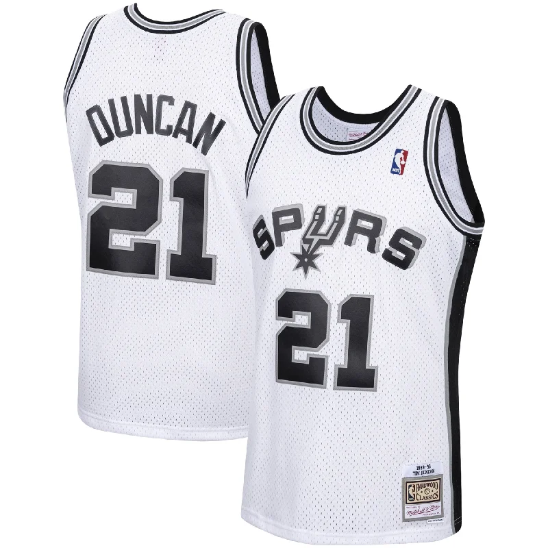 Basketball Jersey For Personalized Team Orders-Tim Duncan San Antonio Spurs 1998/99 Hardwood Classics Swingman Basketball Jersey - White