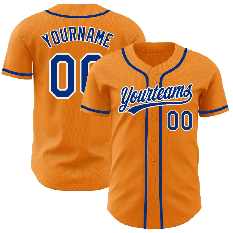 Baseball Jersey For High School Teams-Custom Bay Orange Royal-White Authentic Baseball Jersey