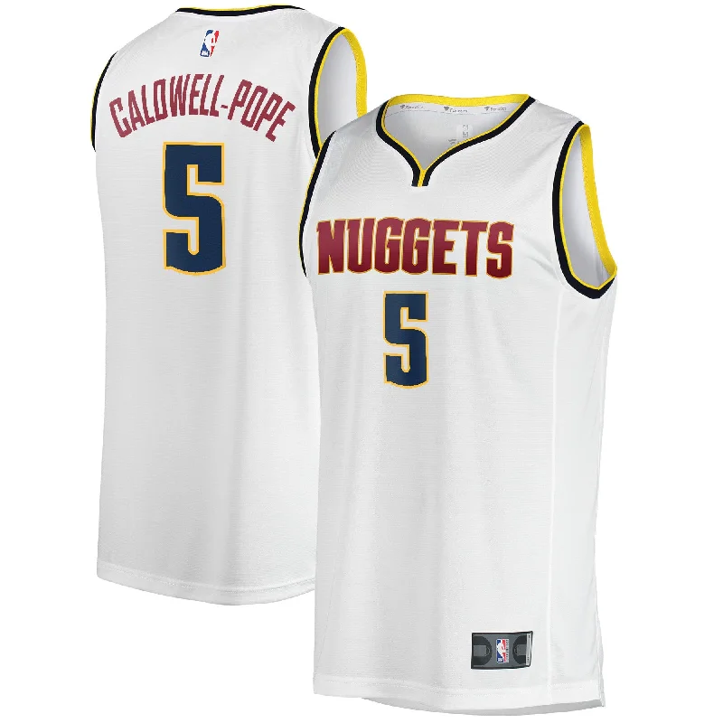 Basketball Jersey For Player-Specific Team Gear-Kentavious Caldwell-pope Denver Nuggets Branded Fast Break Player Basketball Jersey - Association Edition - White