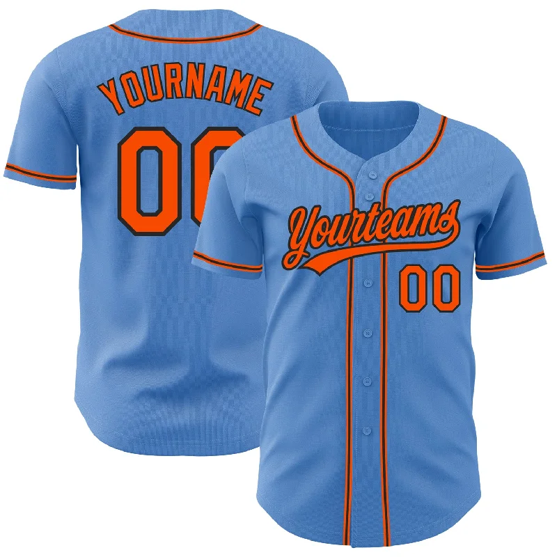 Baseball Jersey For Softball Game Day Customization-Custom Powder Blue Orange-Black Authentic Baseball Jersey