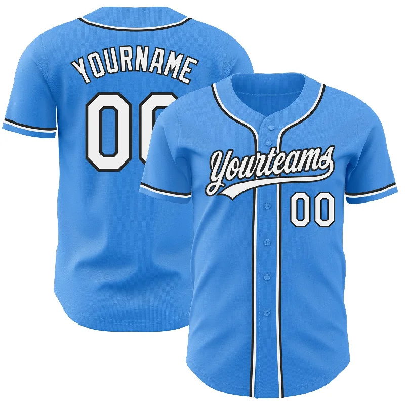 Baseball Jersey For Tournament Team Orders-Custom Electric Blue White-Black Authentic Baseball Jersey