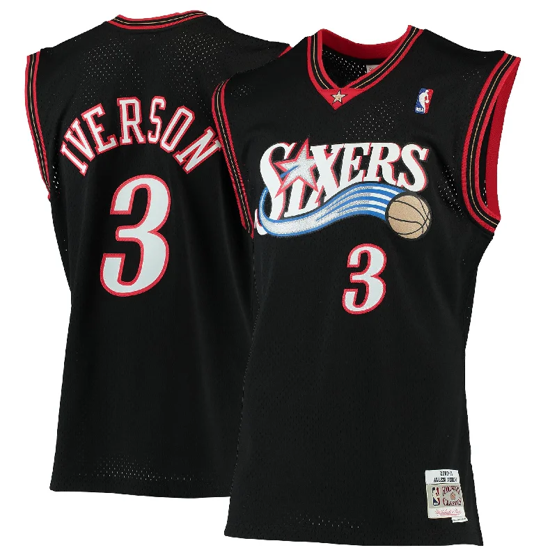 Basketball Jersey For Lightweight Design-Allen Iverson Philadelphia 76ers 2000/01 Hardwood Classics Swingman Basketball Jersey - Black