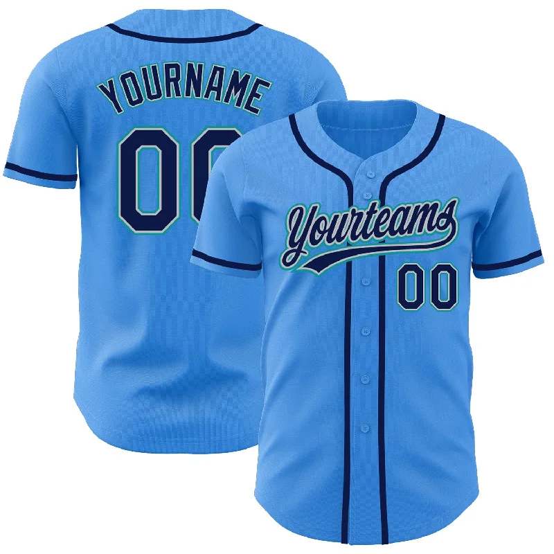 Baseball Jersey For Team Spirit Merchandise-Custom Electric Blue Navy Gray-Teal Authentic Baseball Jersey